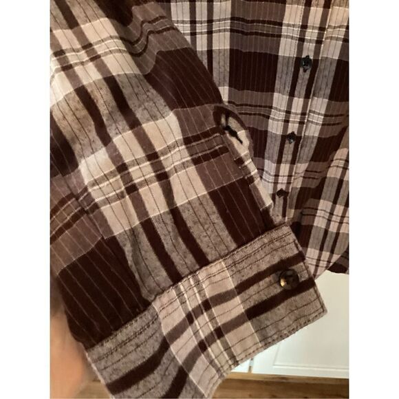 Garnet Hill Womens Plaid Button Down Flannel Shirt Sz 14 Organic Pima Cotton Win - Picture 3 of 8